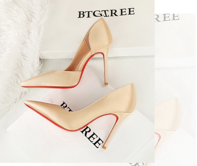Low satin shoes sexy pointed high-heeled shoes for women