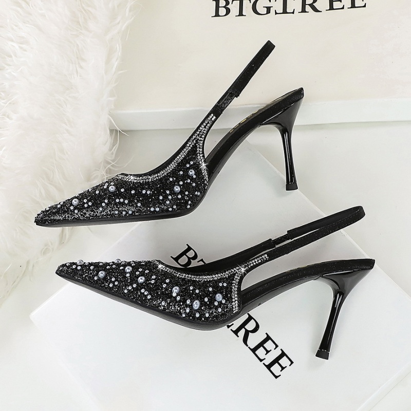 Commuting fine-root shoes sequins fashion high-heeled shoes