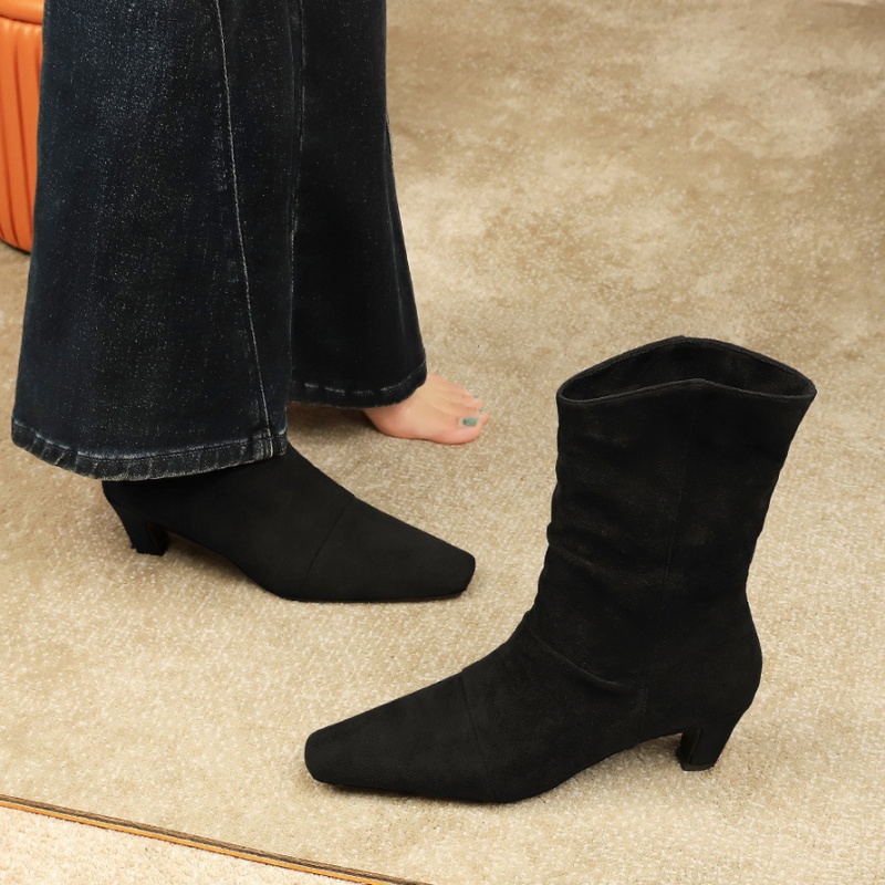 Retro middle cylinder fashion boots for women