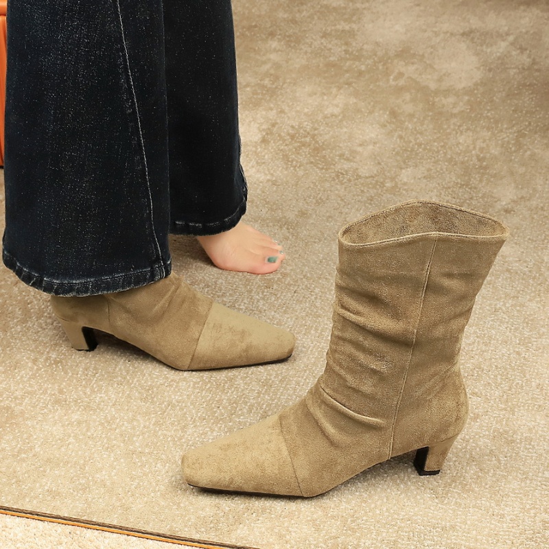 Retro middle cylinder fashion boots for women