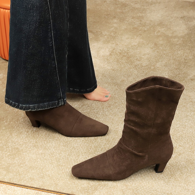 Retro middle cylinder fashion boots for women