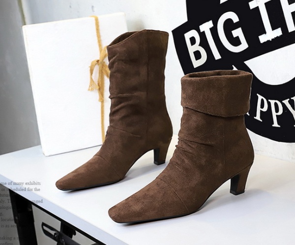 Retro middle cylinder fashion boots for women