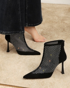 Broadcloth fine-root boots pointed short boots for women