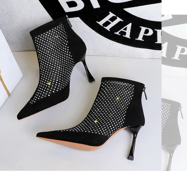 Broadcloth fine-root boots pointed short boots for women