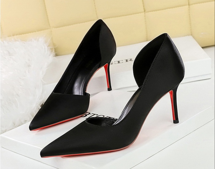Low shoes satin high-heeled shoes for women