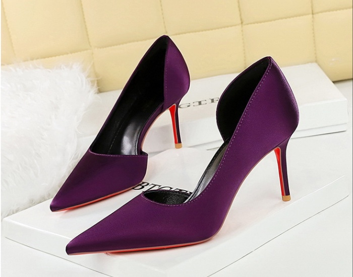 Low shoes satin high-heeled shoes for women