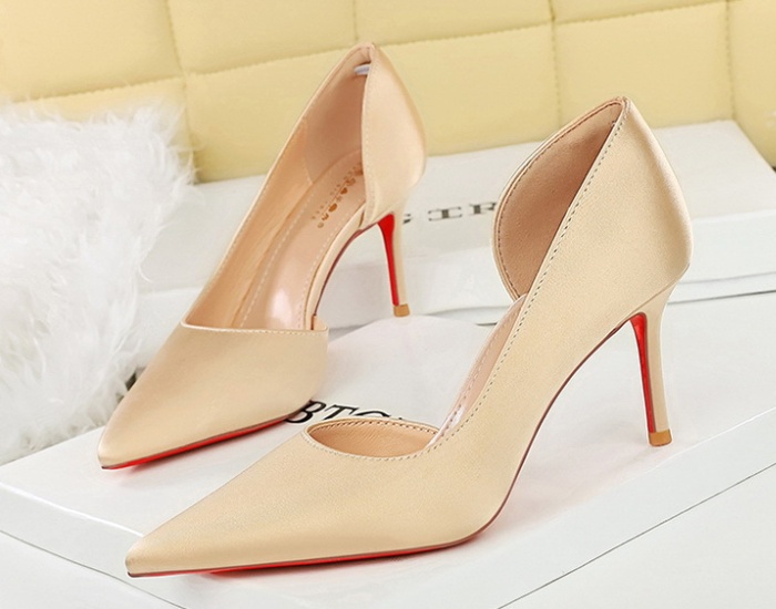 Low shoes satin high-heeled shoes for women