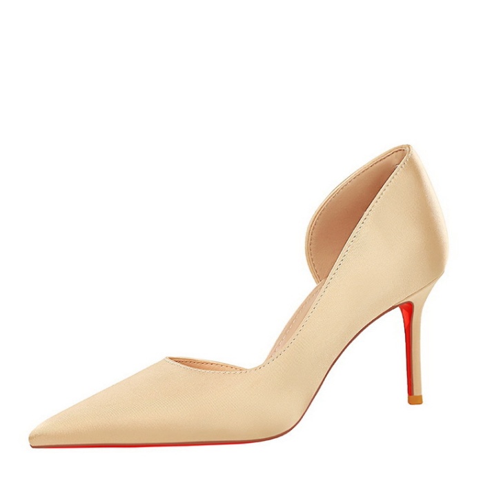 Low shoes satin high-heeled shoes for women
