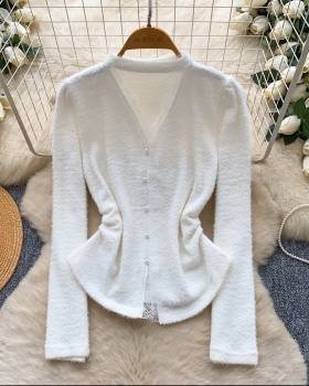 Ladies plush bottoming shirt hollow sweater for women