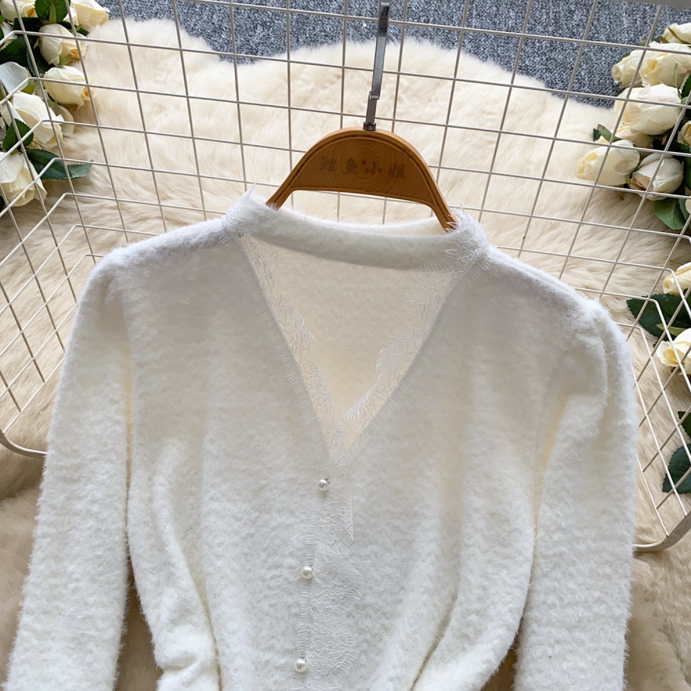 Ladies plush bottoming shirt hollow sweater for women