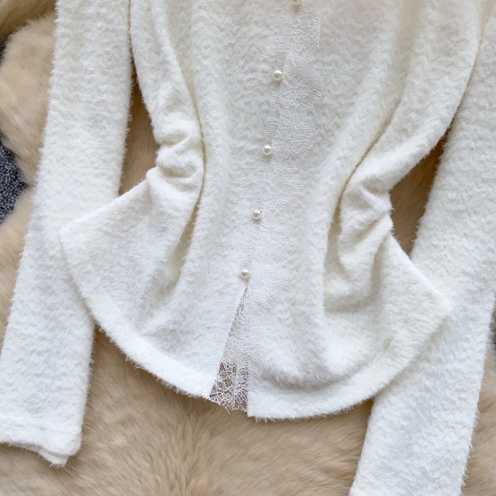 Ladies plush bottoming shirt hollow sweater for women