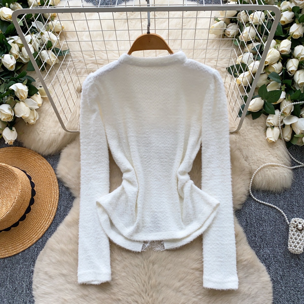 Ladies plush bottoming shirt hollow sweater for women