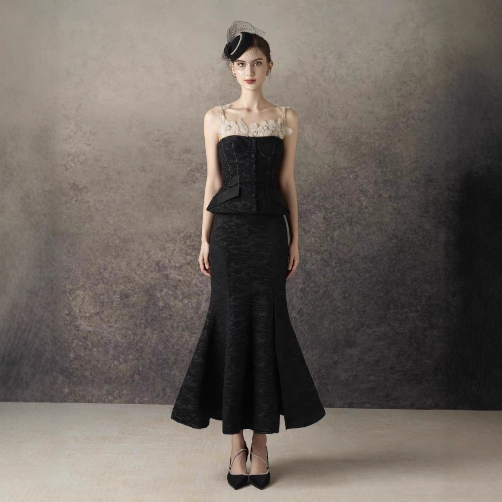 Mermaid long skirt sling tops 2pcs set