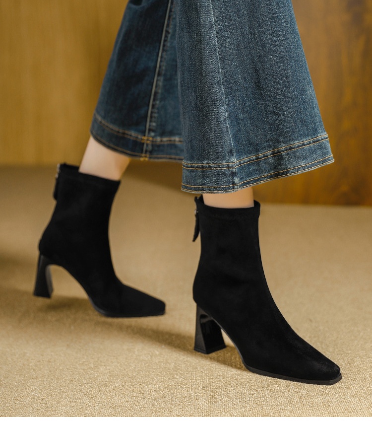 Minimalist thick short boots autumn and winter half Boots