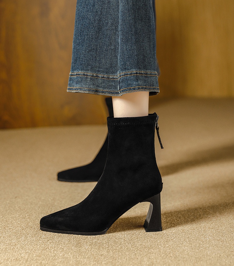 Minimalist thick short boots autumn and winter half Boots