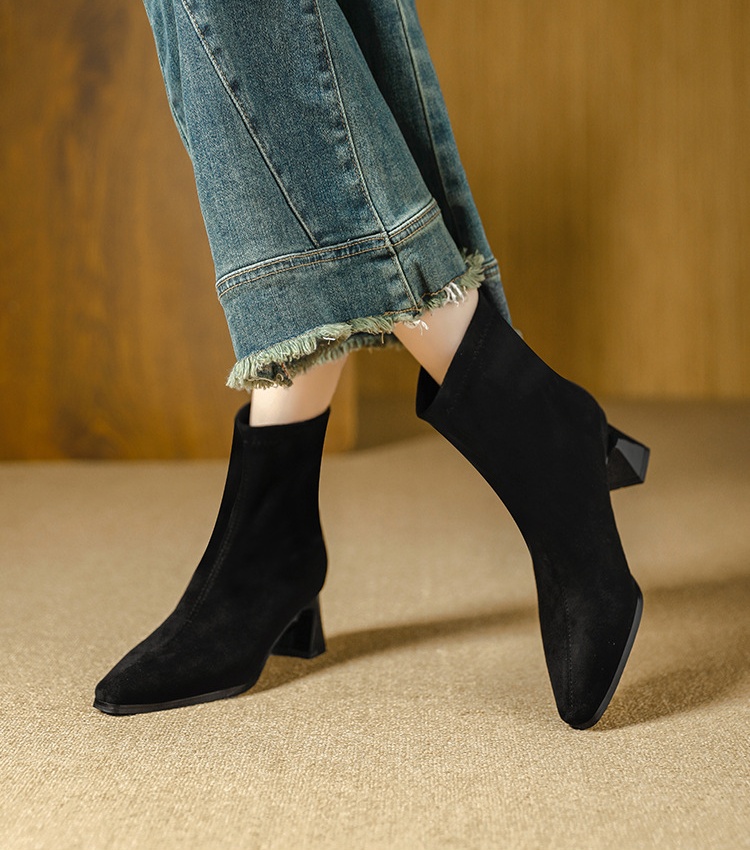 Minimalist thick short boots autumn and winter half Boots