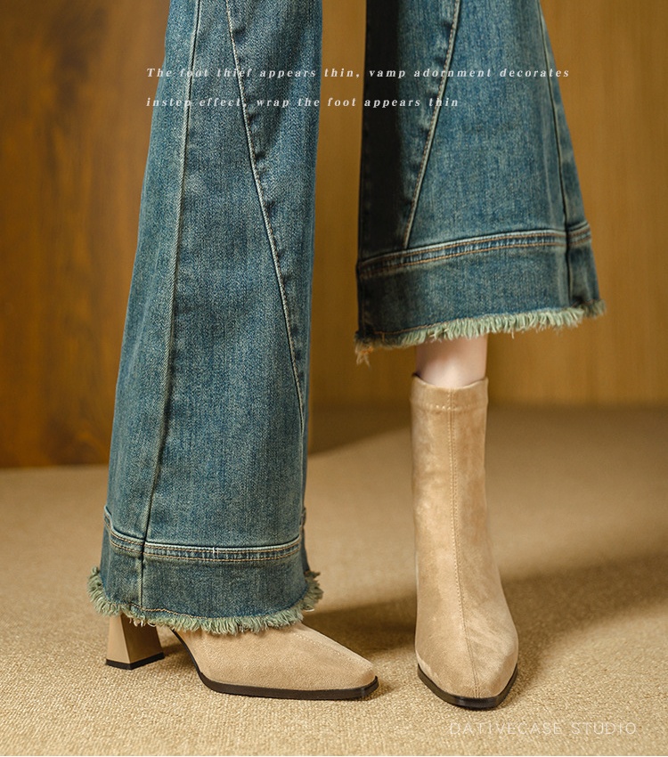 Minimalist thick short boots autumn and winter half Boots