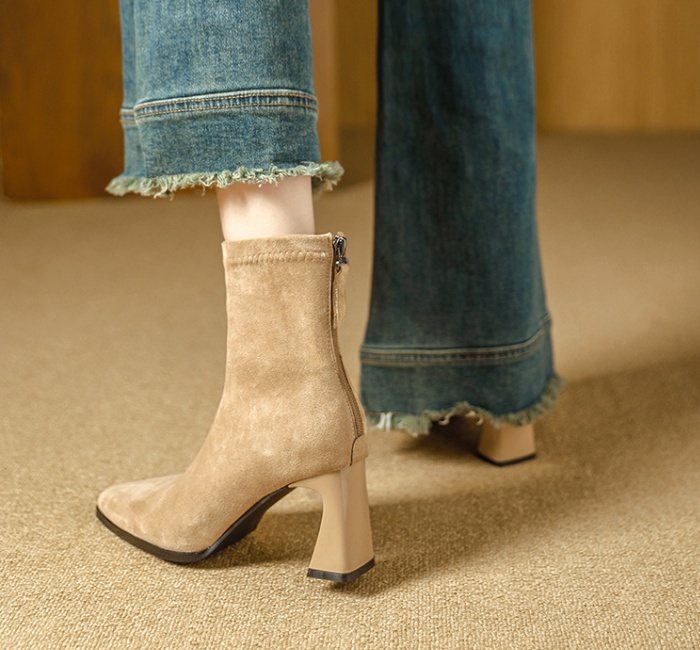 Minimalist thick short boots autumn and winter half Boots