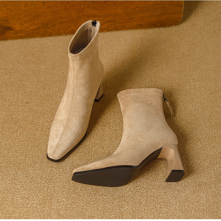 Minimalist thick short boots autumn and winter half Boots