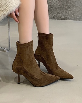 Pointed short boots autumn and winter boots for women