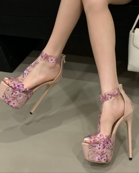 After the zipper fine-root high-heeled shoes fish mouth sandals