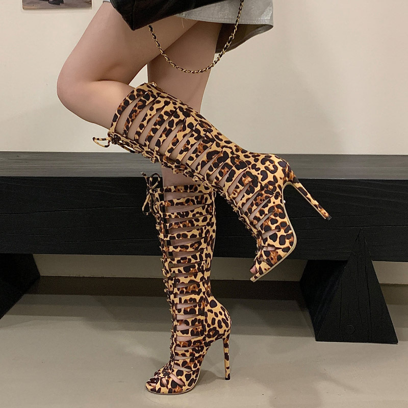 High-heeled open toe sandals fine-root summer boots for women