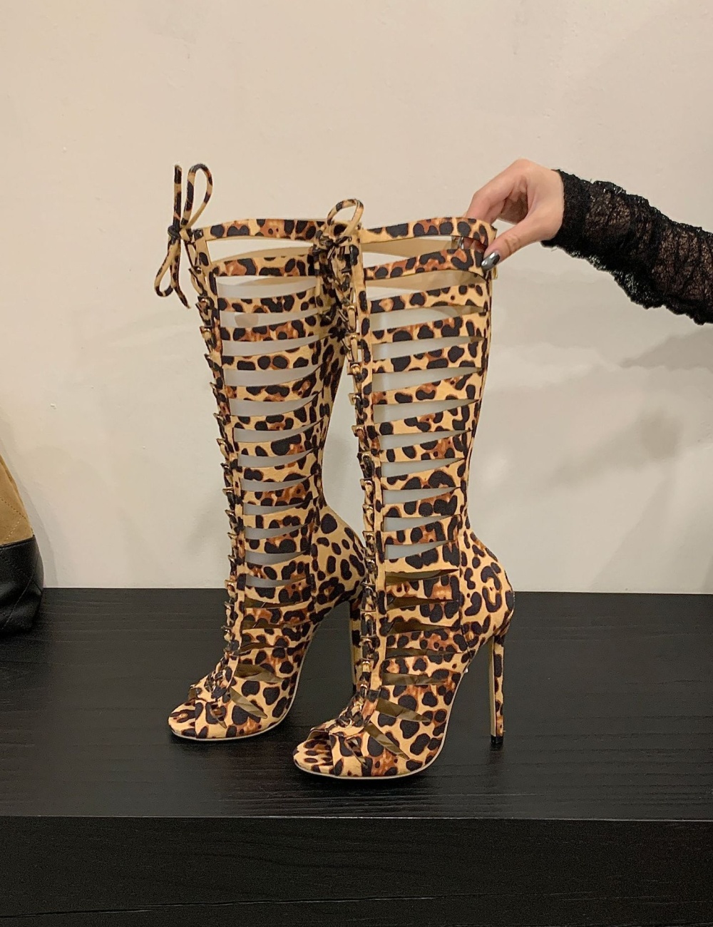 High-heeled open toe sandals fine-root summer boots for women