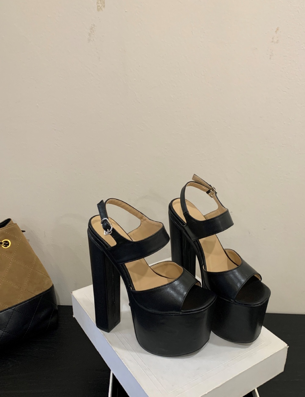 Thick autumn platform fish mouth high-heeled shoes for women