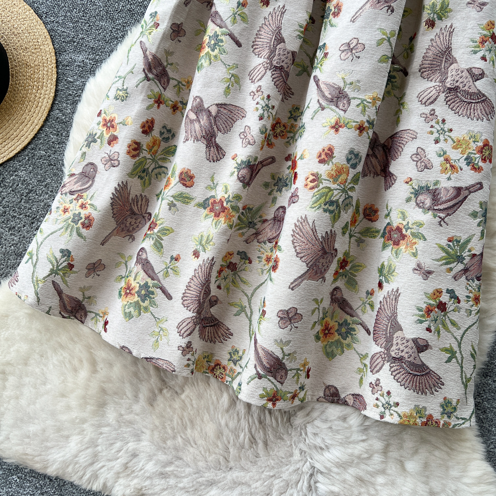 High waist slim long dress A-line pleated skirt for women