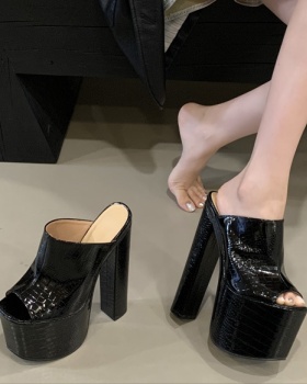Autumn high-heeled platform black shoes for women