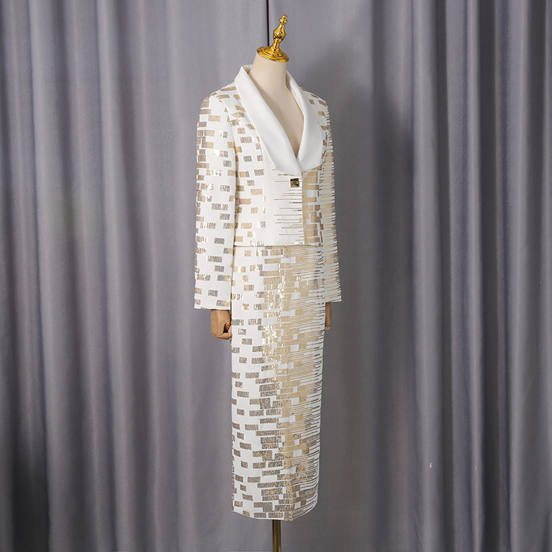 Package hip luxurious long skirt geometry tops 2pcs set