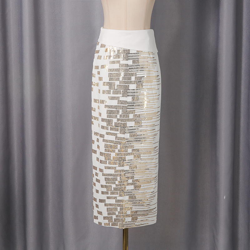 Package hip luxurious long skirt geometry tops 2pcs set