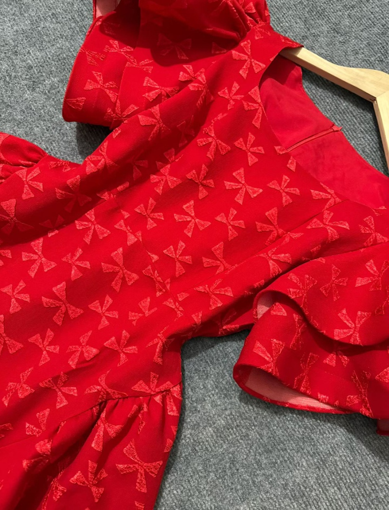 Lotus sleeve square collar court style dress for women