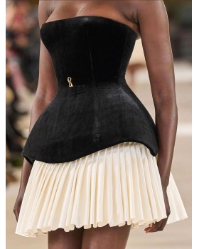 Pleated winter corset wrapped chest T-back