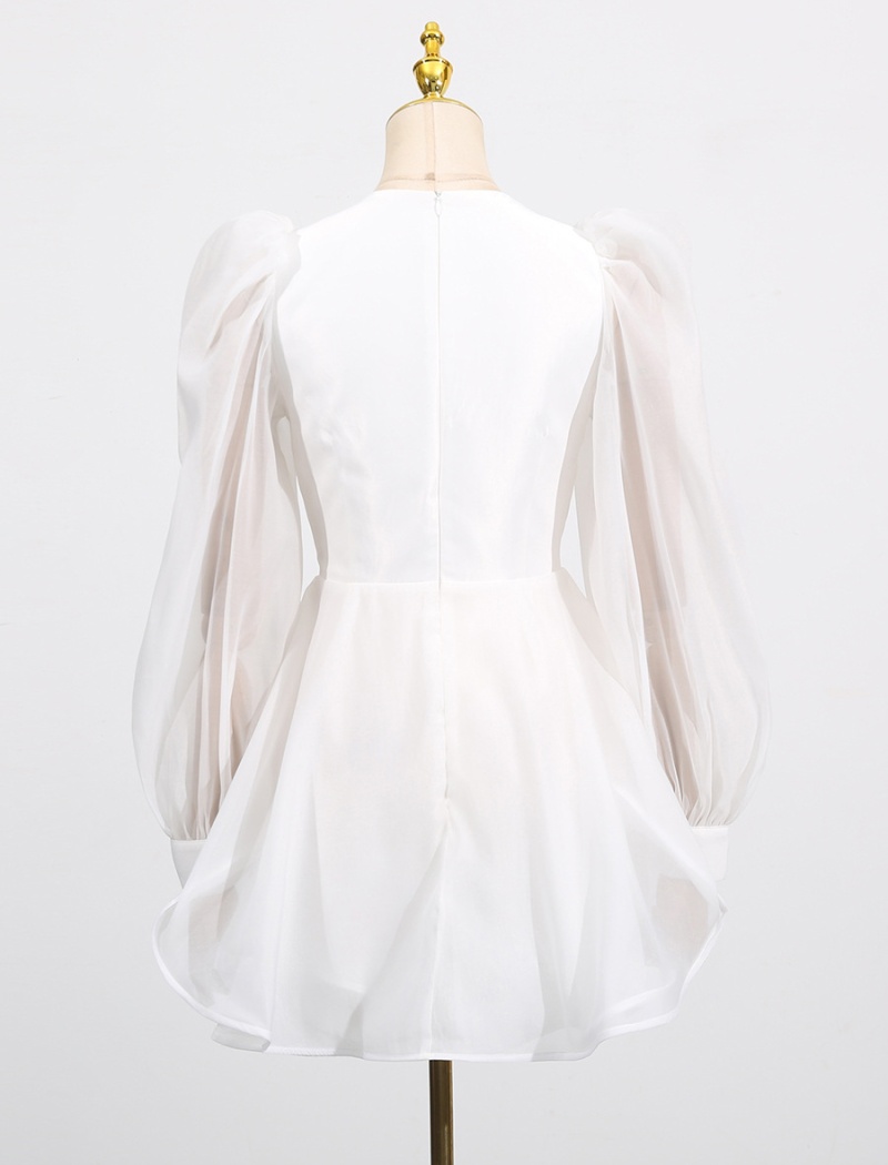 V-neck organza corset retro court style dress for women