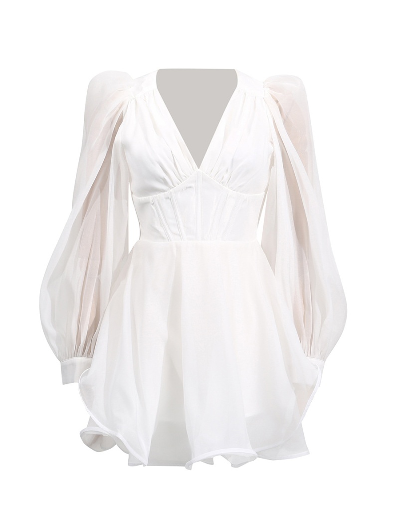 V-neck organza corset retro court style dress for women