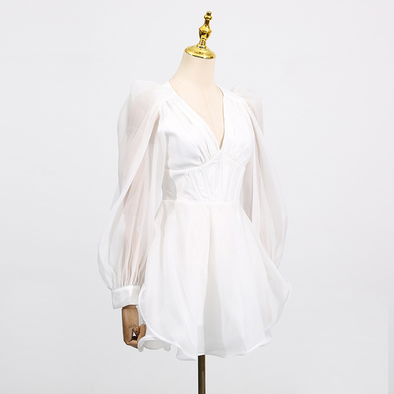 V-neck organza corset retro court style dress for women