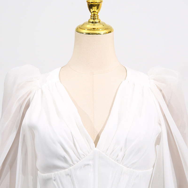 V-neck organza corset retro court style dress for women