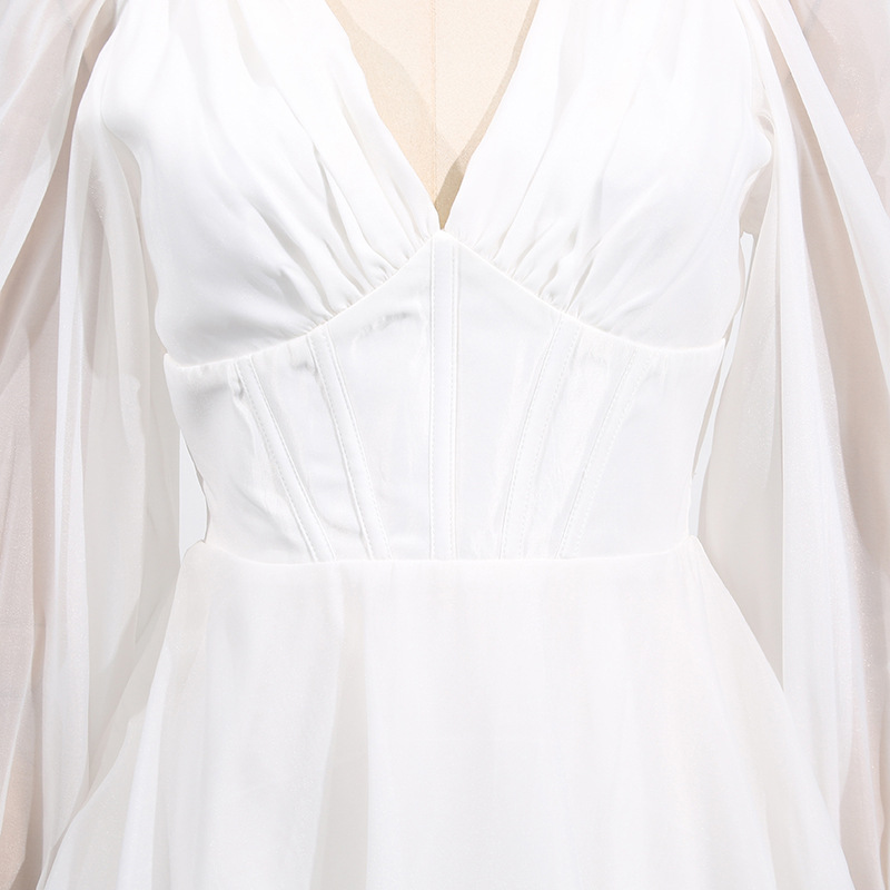 V-neck organza corset retro court style dress for women