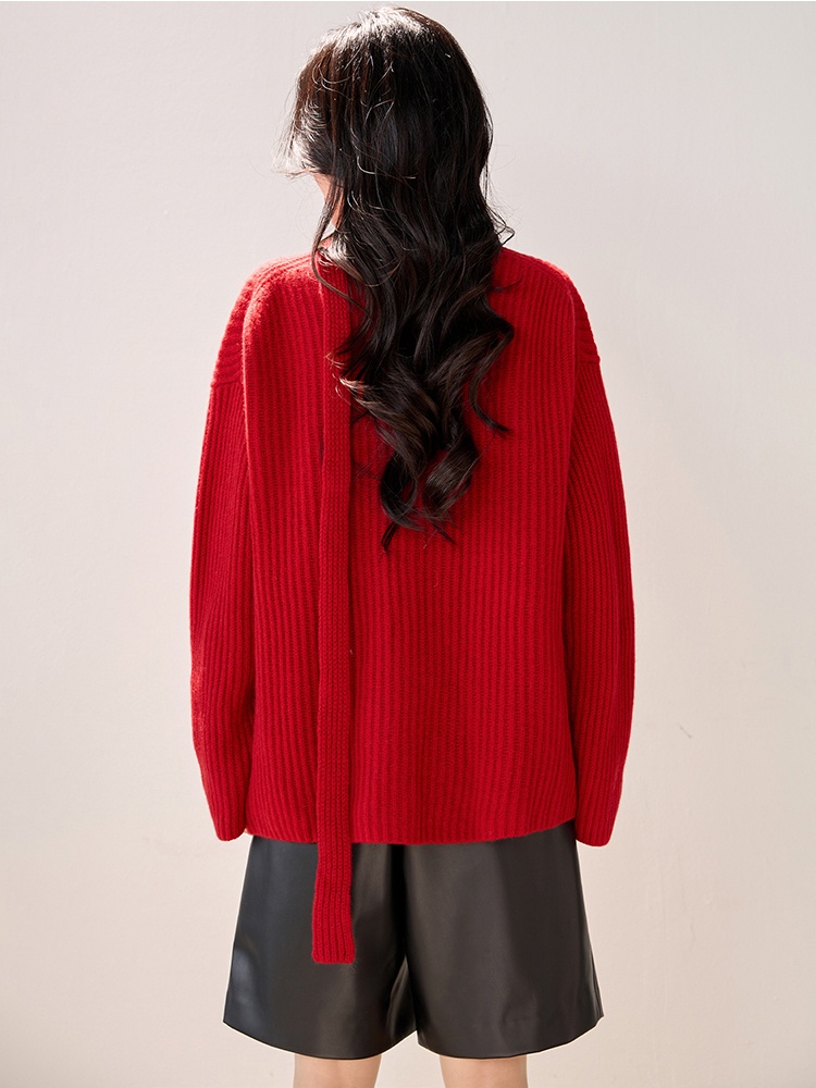 Loose long sleeve sweater V-neck lazy coat