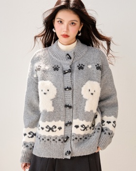 Korean style lovely sweater winter knitted coat for women