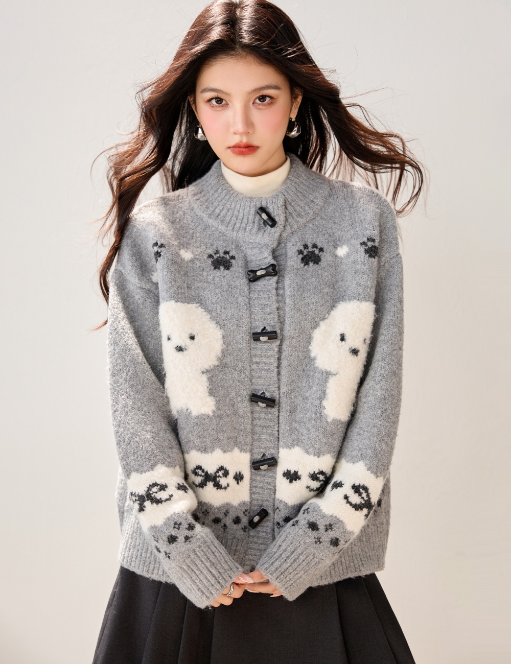 Korean style lovely sweater winter knitted coat for women