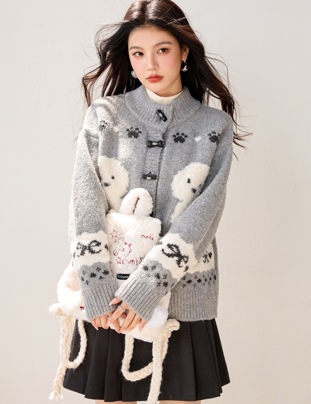 Korean style lovely sweater winter knitted coat for women