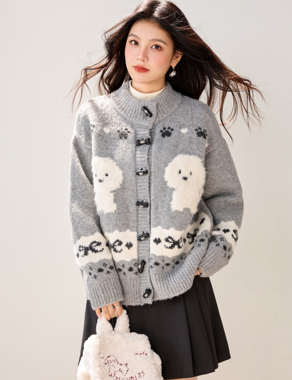 Korean style lovely sweater winter knitted coat for women