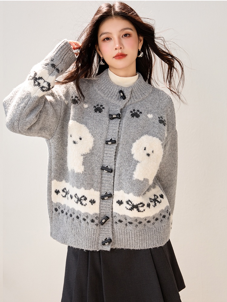 Korean style lovely sweater winter knitted coat for women