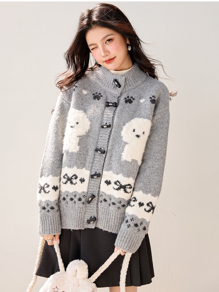 Korean style lovely sweater winter knitted coat for women