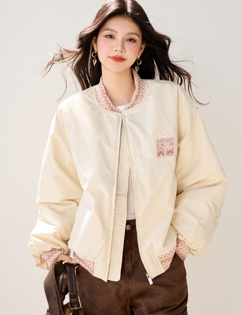 Clip cotton coat Korean style baseball uniforms for women