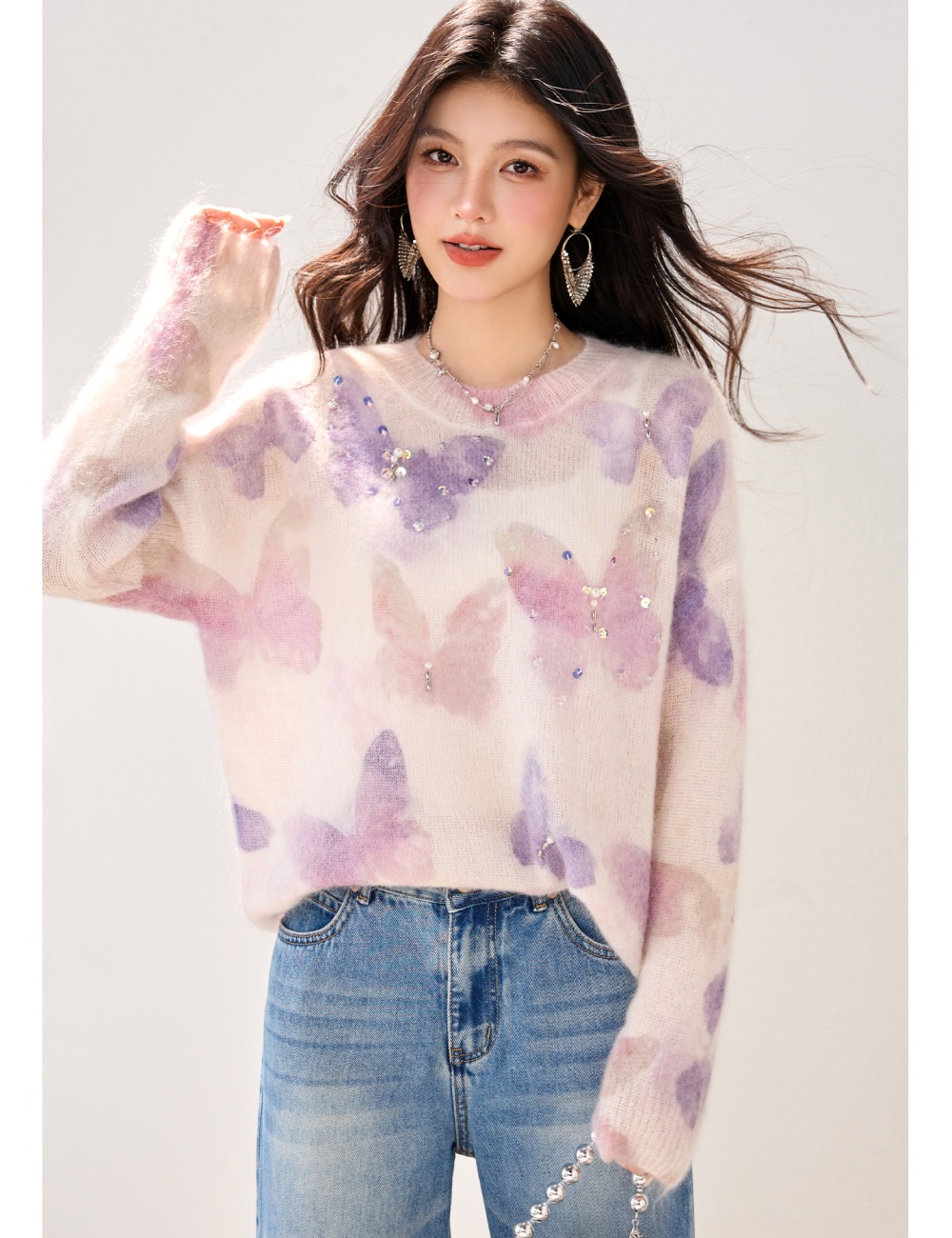 Autumn and winter butterfly sweater for women