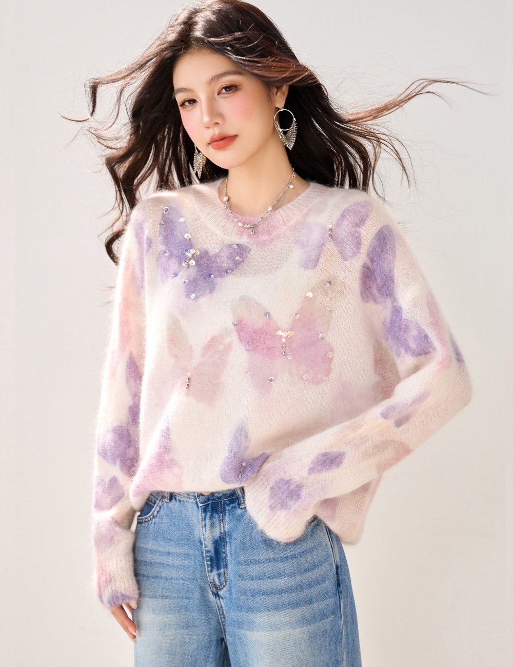 Autumn and winter butterfly sweater for women
