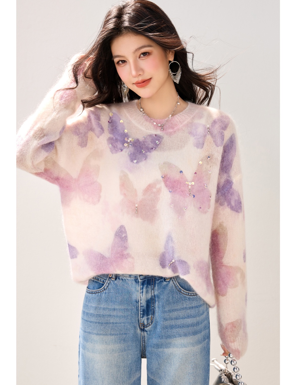 Autumn and winter butterfly sweater for women